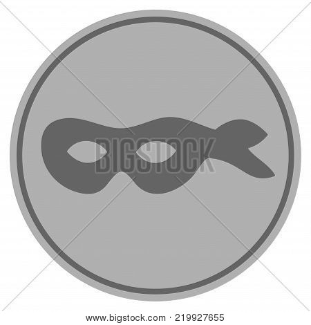 Anonymous Mask silver coin icon. Vector style is a silver grey flat coin symbol.