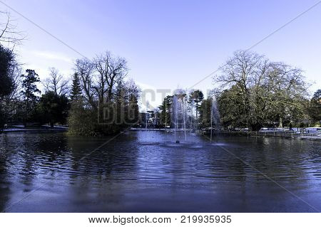 River Leam in winter - Pump Room / Jephson Gardens, Royal Leamington Spa, Warwickshire, United Kingdom