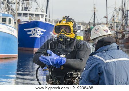 New Bedford, Massachusetts, USA - December 26, 2017: Diver Thomas 