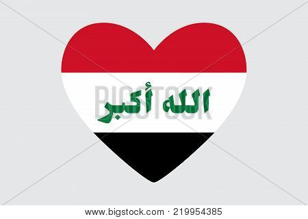 Heart in colors of the Iraq flag, vector