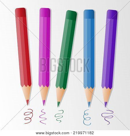 Background varicolored pencil, scribble, white paper. Vector illustration