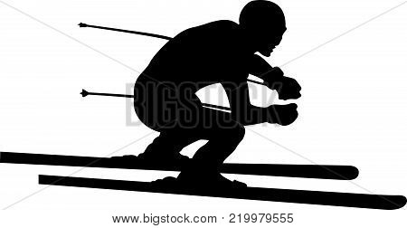 skier athlete downhill alpine skiing vector illustration