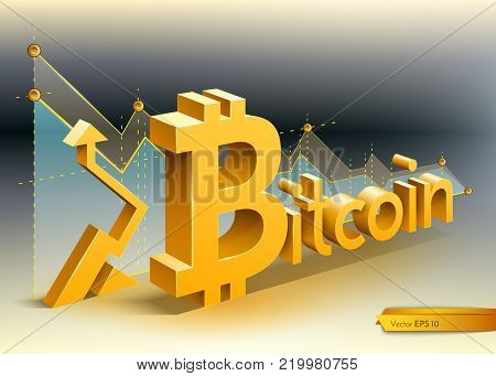 Digital vector bitcoin cryptocurrency chart diagram graphic payments money transfers financial concept