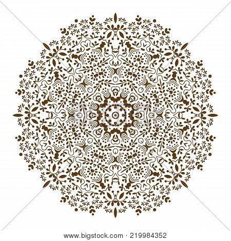 Mandala. Indian antistress medallion. Abstract islamic flower, arabic henna design, yoga symbol. White background. Vector illustration