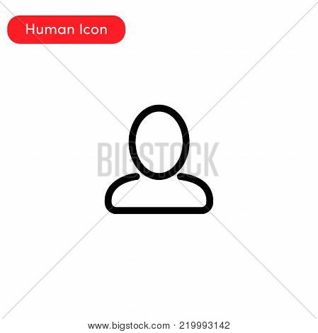 Flat Human Line Art Black Vector Icon
