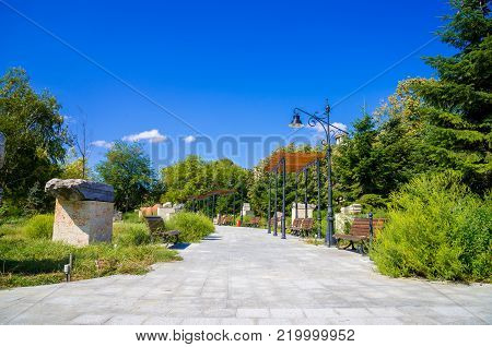National historic park of the ancient Roman fortress ruins in Constanta city, Romania