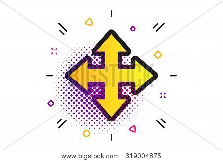 Fullscreen Sign Icon. Halftone Dots Pattern. Arrows Symbol. Icon For App. Classic Flat Fullscreen Ic