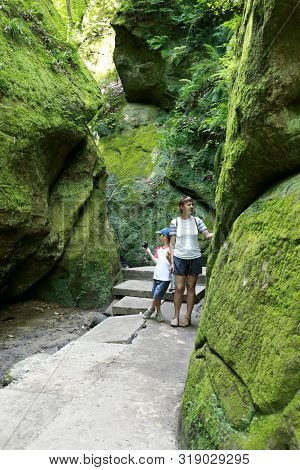Mother With Son In Dantovo Gorge, Krasnodar Region, Russia