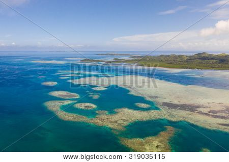 Bucas Grande Island, Philippines. Beautiful Lagoons With Atolls And Islands, View From Above. Seasca