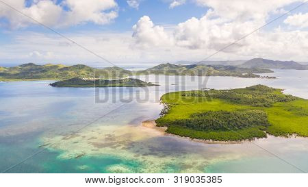 Bucas Grande Island, Philippines. Beautiful Lagoons With Atolls And Islands, View From Above. Seasca