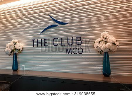 Orlando, Fl/usa-8/22/19: The Club Mco In Orlando International Airport Terminal A.