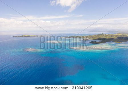 Bucas Grande Island, Philippines. Beautiful Lagoons With Atolls And Islands, View From Above. Seasca
