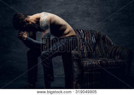 Portrait Of Depressive Addicted Man, Which Dont Know What To Do With His Own Life.