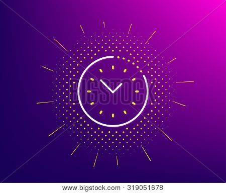Time Management Line Icon. Halftone Pattern. Clock Sign. Watch Symbol. Gradient Background. Time Man