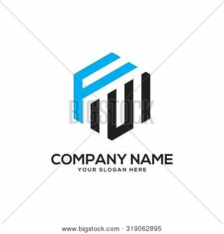 Fu Initial Letter Logo Inspiration, F And U Combination Logo Vector With Hexagonal Idea