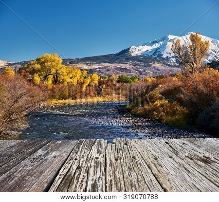 Mount Sopris autumn landscape in Colorado Rocky Mountains, USA. 