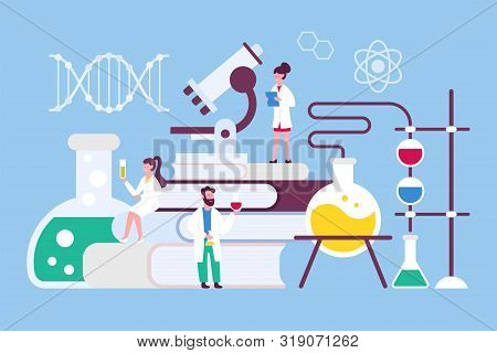 Scientists Working On Medical, Chemical Or Biological Laboratory Research And Test Concept With Smal