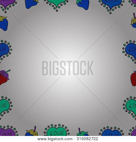 Vector. Comic Style Doodle Frame Consists Of Blue, Green And White Border.