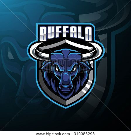 Buffalo Head Mascot Logo Design With Text