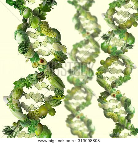 Nutrition Genetics Nutrigenomics Concept Dna Made Of Fresh Veggies And Fruits