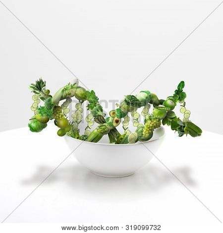 Nutrition Genetics Nutrigenomics Concept Dna Made Of Fresh Veggies And Fruits