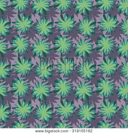 A Seamless Vector Pattern With Top View Of Tropical Forest Trees. Surface Print Design.