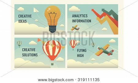Web Page Design Templates Collection Of Business Solution, Startup, Innovative Ideas. Flat Design Ve