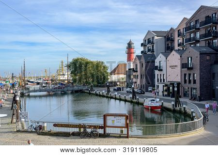 Buesum, Germany - August 23, 2019: City Harbor Marina In Buesum, A German Seaside Resort And Tourist