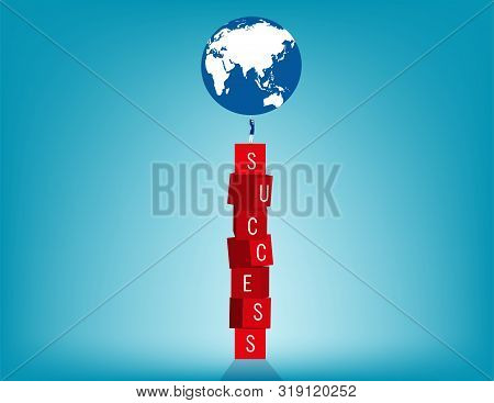 The Success Businesswoman. Concept Business Vector Illustration. Flat Character, Cartoon Style Desig