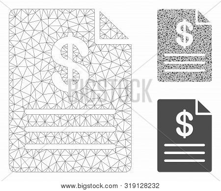 Mesh Price List Model With Triangle Mosaic Icon. Wire Carcass Polygonal Mesh Of Price List. Vector M