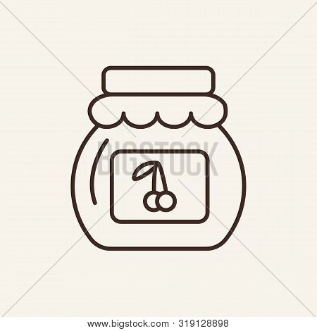 Cherry Jam Line Icon. Jelly, Marmalade, Confiture. Dessert Concept. Can Be Used For Topics Like Pres