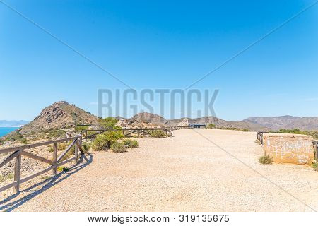 Battery Castillitos, Spain - April 13, 2019 Abandoned Military Constructions Located In The Hills Ne