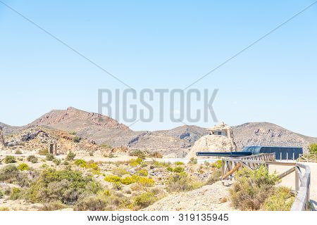 Battery Castillitos, Spain - April 13, 2019 Abandoned Military Constructions Located In The Hills Ne