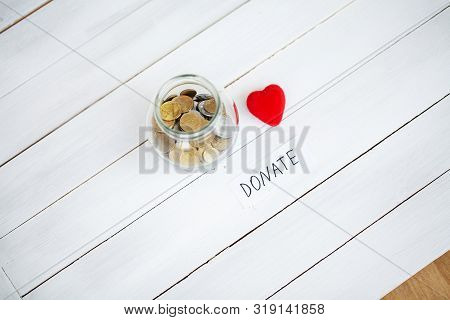 Donations And Charity. Donation Concept. A Donation Box On The White Background