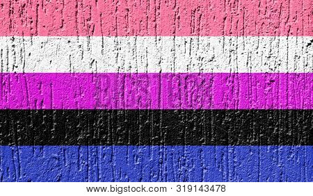 Flag Of Genderfluid Close Up Painted On A Cracked Wall