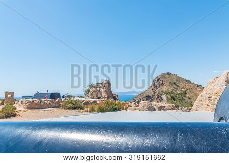 Battery Castillitos, Spain - April 13, 2019 Abandoned Military Constructions Located In The Hills Ne