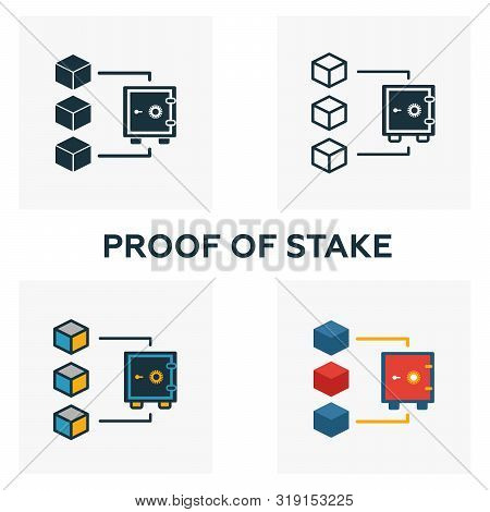 Proof Of Stake Icon Set. Four Elements In Diferent Styles From Blockchain Icons Collection. Creative
