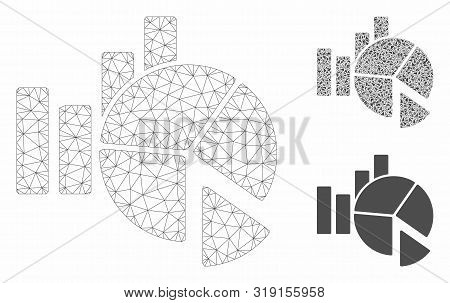 Mesh Statistics Model With Triangle Mosaic Icon. Wire Carcass Triangular Mesh Of Statistics. Vector 