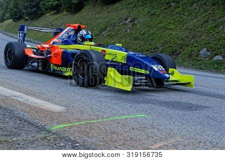 Chamrousse, France, August 25, 2019 : Racing Car On The Track Of Chamrousse Uphill Race, Counting Fo
