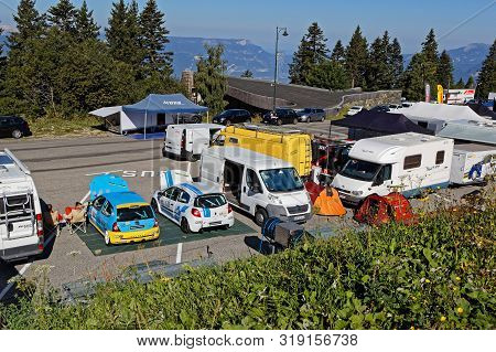Chamrousse, France, August 25, 2019 : The Mountain Resort Prepares Itself For The Annual Uphill Car 