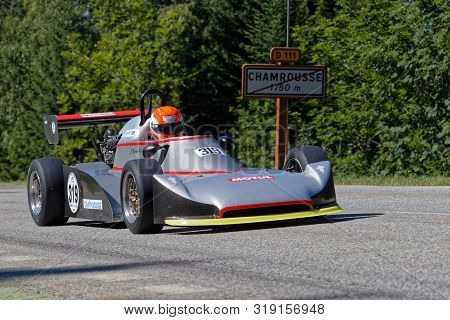 Chamrousse, France, August 25, 2019 : Racing Car Enters The Mountain Resort Of Chamrousse During The