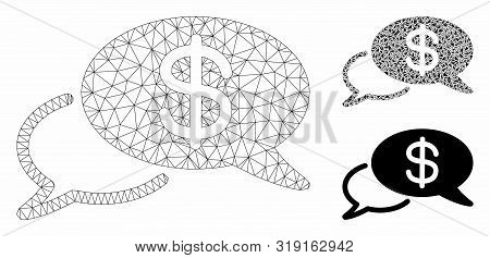 Mesh Swift Wire Transfer Model With Triangle Mosaic Icon. Wire Carcass Triangular Mesh Of Swift Wire