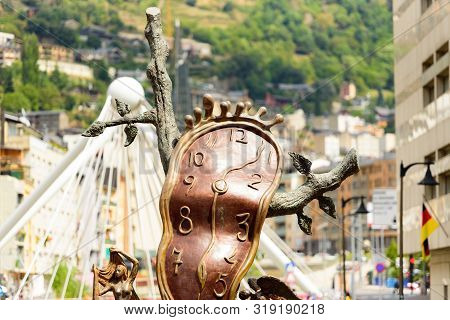 Andorra La Vella, Andorra : 2019 August 22 :  Andorra La Vella. People Walk In The Comercial Street 