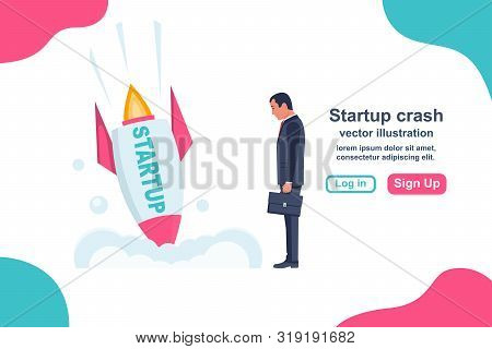 Startup Failure. Crash Startup Project. Template For The Development Of Web And Mobile Sites. Sad Bu