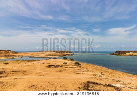 Castle Of Sumhuram, Salalah, Dhofar, Sultanate Of Oman. Panoramic View Of The Archaeological Site An