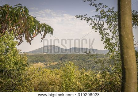 Mountain Vrska Cuka Near Zajecar In The Background Framed By Trees