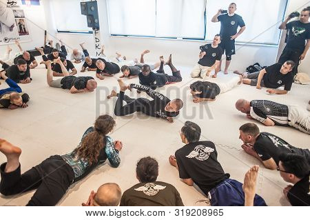 Kapap Instructor Ken Akiyama With Large Group Of His Students
