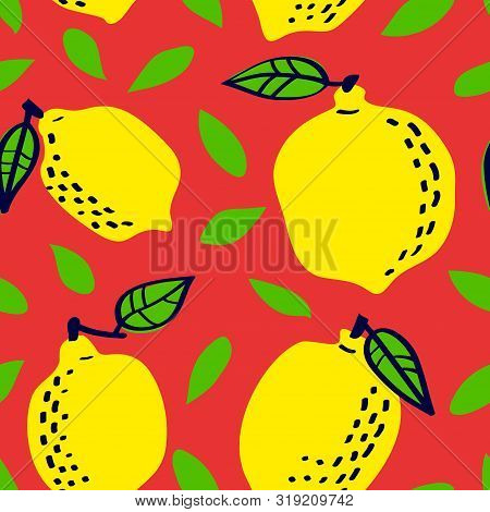 Fresh Lemon Fruit Seamless Pattern, Abstract Repeated Background. Citrus Design For Paper, Cover, Fa