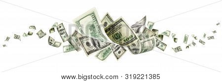 Us Dollar Bill. Washington American Cash. Falling Usd Money Back