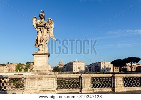 Angel With The Crown Of Thorns At The Santangelo Bridge- Rome, Italy. Sculpture By Bernini, 1598-168